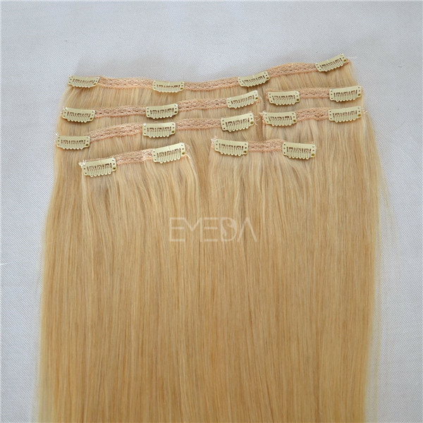 #22 blonde clip on human hair extensions YJ72